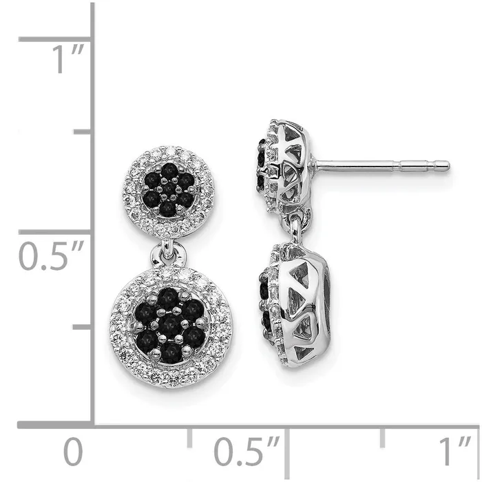 Goldia 14k White Gold BlackWhite Real Diamond Cluster Dangle Earrings Earrings