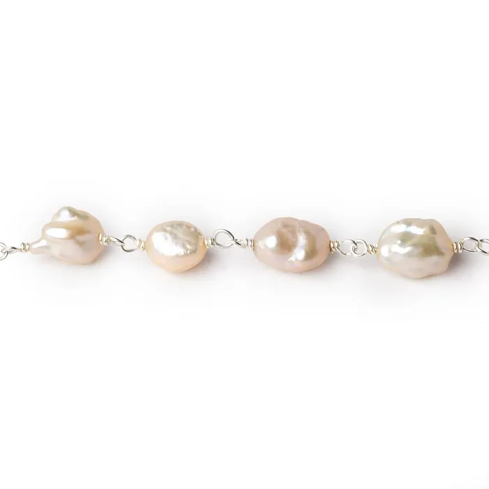 Necklaces Beadsofcambaycom 5x67x8mm Blush Peach Keshi Freshwater Pearl Silver 925 Chain by the foot Necklaces Beadsofcambaycom 5x67x8mm Blush Peach Keshi Freshwater Pearl Silver 925 Chain by the foot