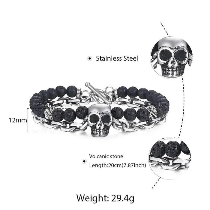 Bracelets Sweet T 52 Natural Map Stone MenWomens Beaded Bracelet Stainless Steel Bracelets Unisex Jewelry Tiger Eyes