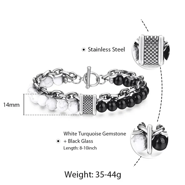 Bracelets Sweet T 52 Natural Map Stone MenWomens Beaded Bracelet Stainless Steel Bracelets Unisex Jewelry Tiger Eyes