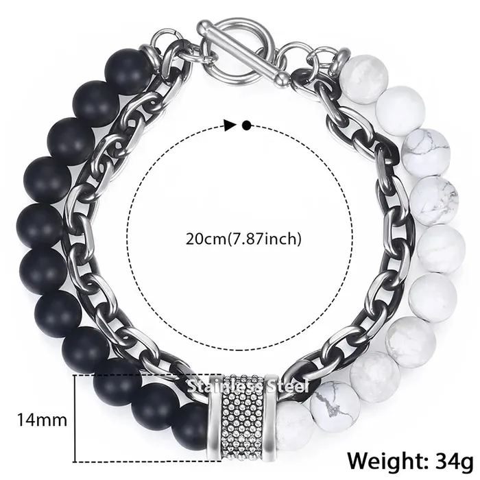 Bracelets Sweet T 52 Natural Map Stone MenWomens Beaded Bracelet Stainless Steel Bracelets Unisex Jewelry Tiger Eyes