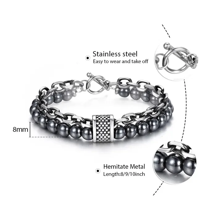 Bracelets Sweet T 52 Natural Map Stone MenWomens Beaded Bracelet Stainless Steel Bracelets Unisex Jewelry Tiger Eyes