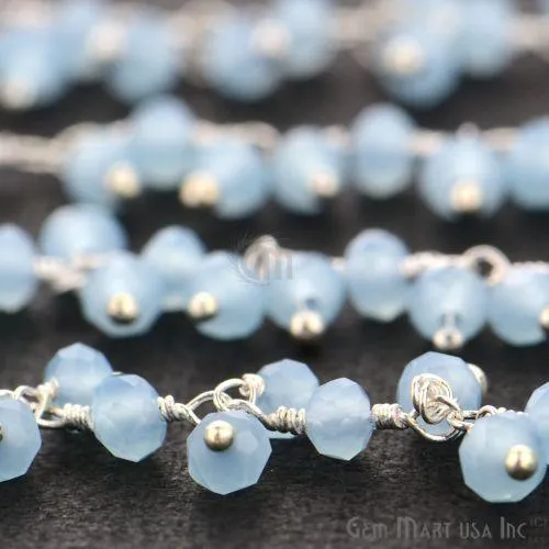 GemMartUSA Charm Necklaces Aqua Chalcedony Silver Wire Wrapped Cluster Dangle Rosary Chain GemMartUSA Charm Necklaces Aqua Chalcedony Silver Wire Wrapped Cluster Dangle Rosary Chain