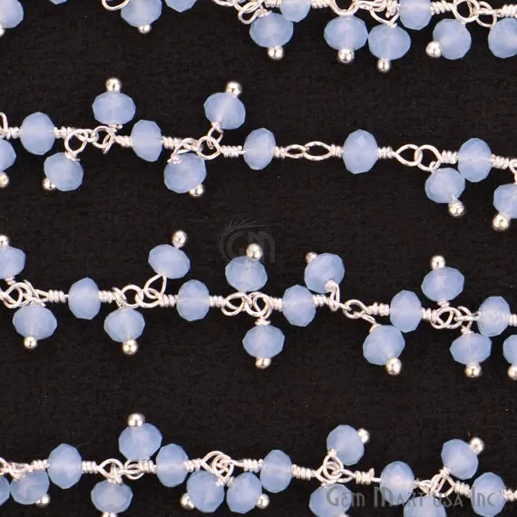 GemMartUSA Charm Necklaces Aqua Chalcedony Silver Wire Wrapped Cluster Dangle Rosary Chain GemMartUSA Charm Necklaces Aqua Chalcedony Silver Wire Wrapped Cluster Dangle Rosary Chain