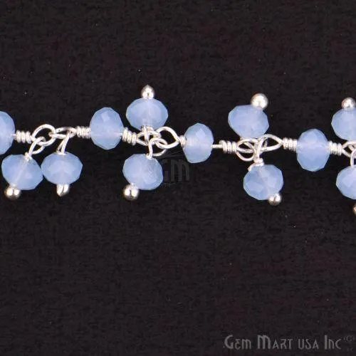 GemMartUSA Charm Necklaces Aqua Chalcedony Silver Wire Wrapped Cluster Dangle Rosary Chain GemMartUSA Charm Necklaces Aqua Chalcedony Silver Wire Wrapped Cluster Dangle Rosary Chain