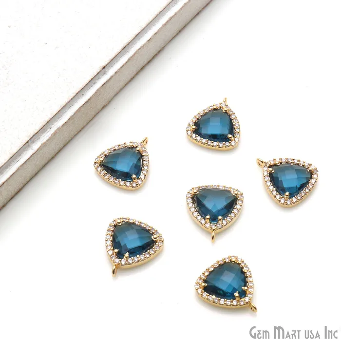 GemmartUSA Earrings Trillion 10mm Gold Prong Setting Cubic Zircon Pave Connectors Pick Stone GemmartUSA Earrings Trillion 10mm Gold Prong Setting Cubic Zircon Pave Connectors Pick Stone