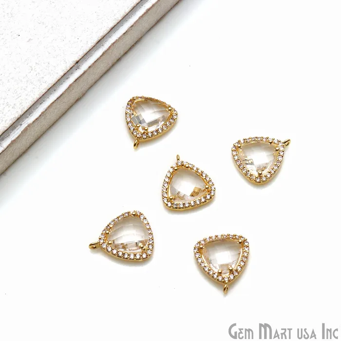 GemmartUSA Earrings Trillion 10mm Gold Prong Setting Cubic Zircon Pave Connectors Pick Stone GemmartUSA Earrings Trillion 10mm Gold Prong Setting Cubic Zircon Pave Connectors Pick Stone