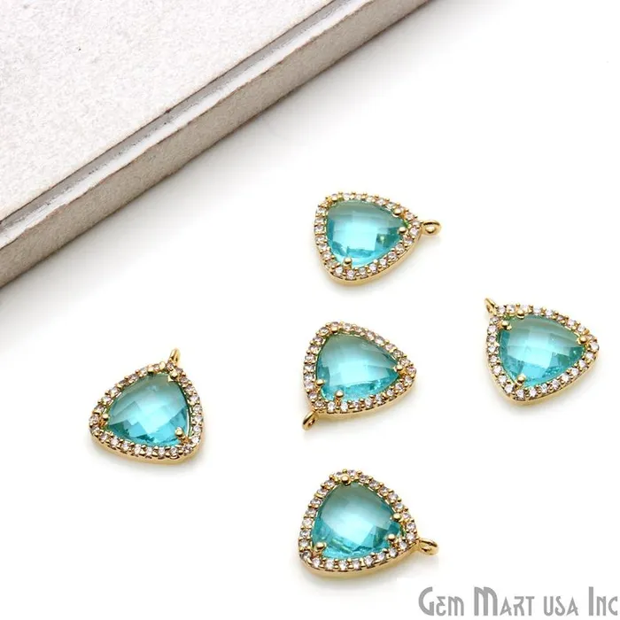 GemmartUSA Earrings Trillion 10mm Gold Prong Setting Cubic Zircon Pave Connectors Pick Stone GemmartUSA Earrings Trillion 10mm Gold Prong Setting Cubic Zircon Pave Connectors Pick Stone