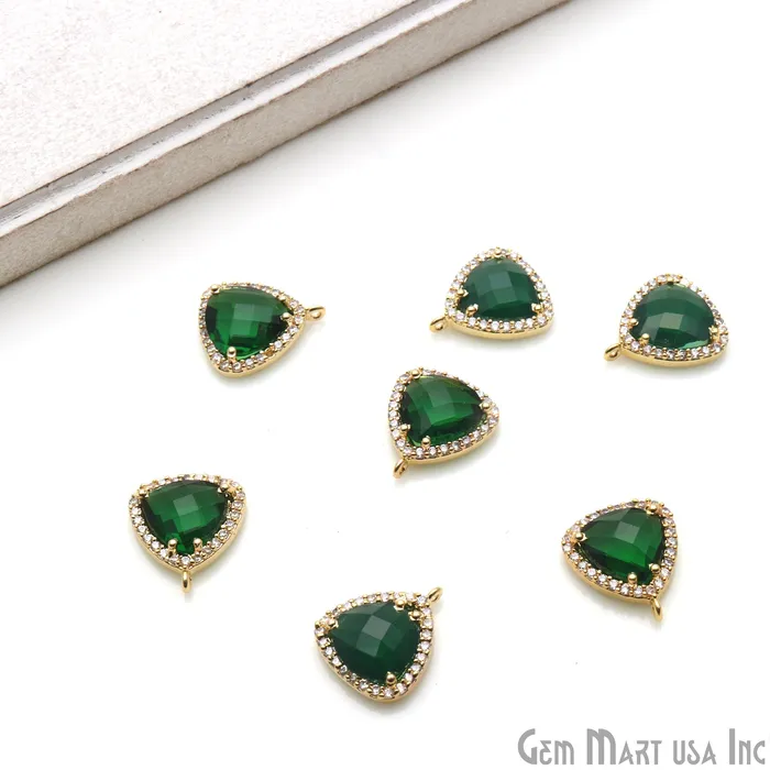 GemmartUSA Earrings Trillion 10mm Gold Prong Setting Cubic Zircon Pave Connectors Pick Stone GemmartUSA Earrings Trillion 10mm Gold Prong Setting Cubic Zircon Pave Connectors Pick Stone