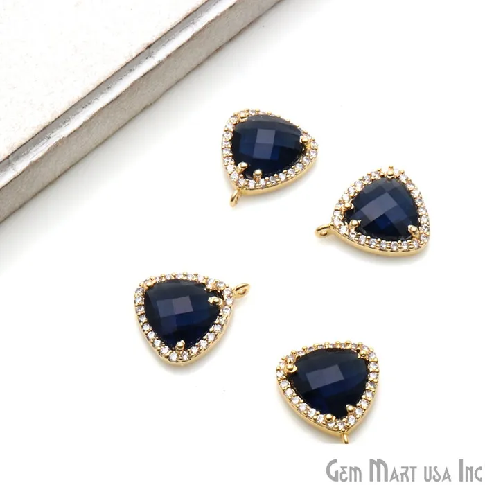 GemmartUSA Earrings Trillion 10mm Gold Prong Setting Cubic Zircon Pave Connectors Pick Stone GemmartUSA Earrings Trillion 10mm Gold Prong Setting Cubic Zircon Pave Connectors Pick Stone