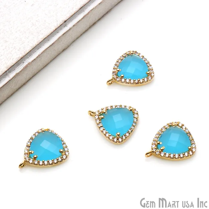 GemmartUSA Earrings Trillion 10mm Gold Prong Setting Cubic Zircon Pave Connectors Pick Stone GemmartUSA Earrings Trillion 10mm Gold Prong Setting Cubic Zircon Pave Connectors Pick Stone