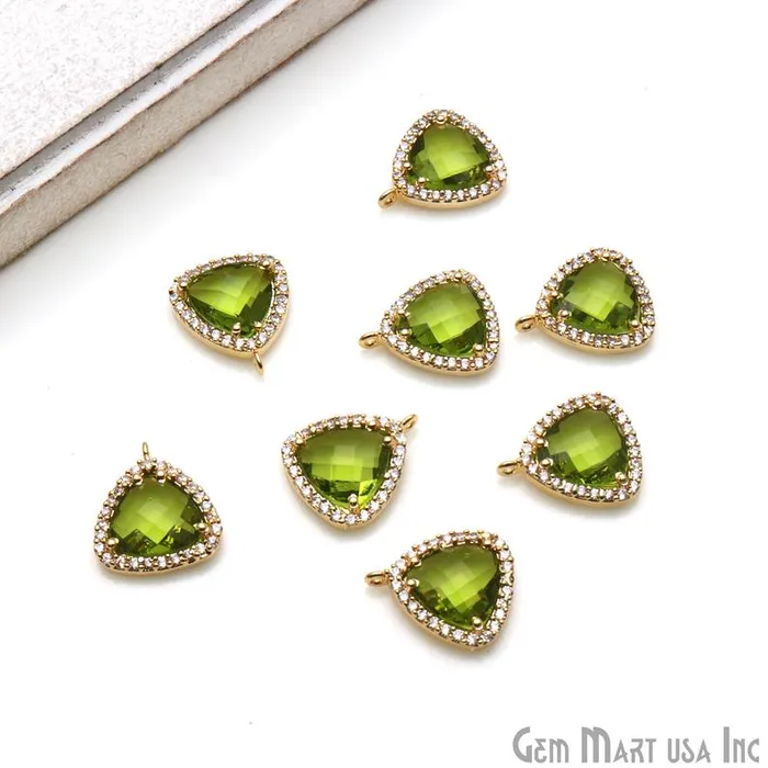 GemmartUSA Earrings Trillion 10mm Gold Prong Setting Cubic Zircon Pave Connectors Pick Stone GemmartUSA Earrings Trillion 10mm Gold Prong Setting Cubic Zircon Pave Connectors Pick Stone