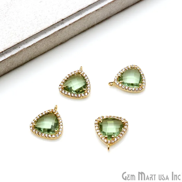 GemmartUSA Earrings Trillion 10mm Gold Prong Setting Cubic Zircon Pave Connectors Pick Stone GemmartUSA Earrings Trillion 10mm Gold Prong Setting Cubic Zircon Pave Connectors Pick Stone