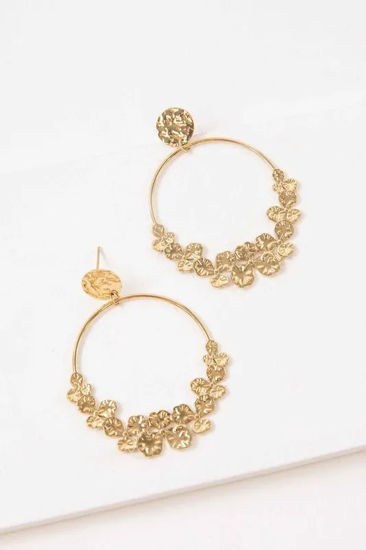 Lovoda Earrings Hammered Clover Drop Earrings
