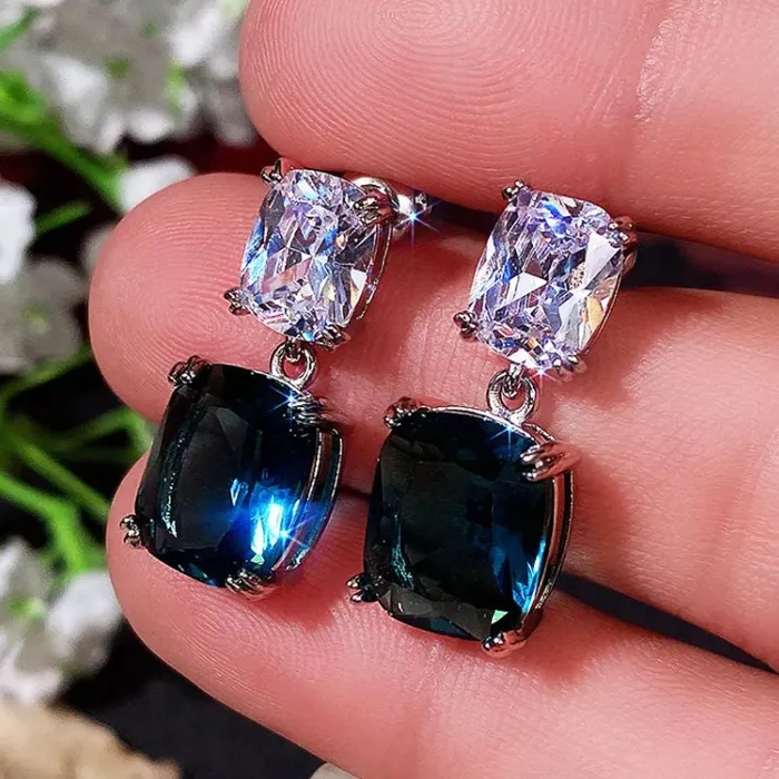 Minx London Earrings Green Diamond Earrings Blue Diamond Earrings Emerald Green Earrings Diamond Earrings Teal Diamond Earrings Emerald Earrings