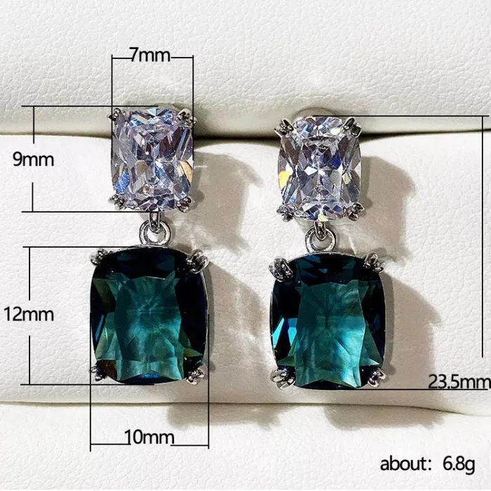 Minx London Earrings Green Diamond Earrings Blue Diamond Earrings Emerald Green Earrings Diamond Earrings Teal Diamond Earrings Emerald Earrings