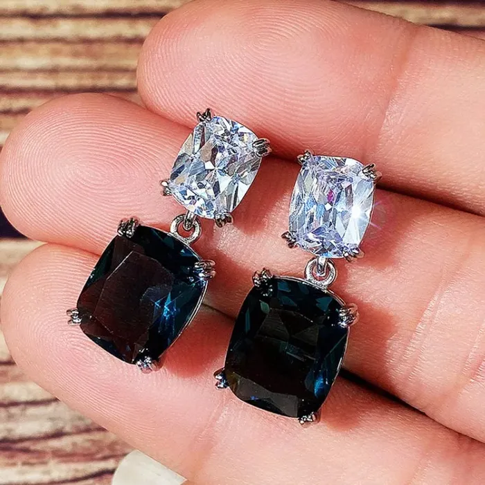 Minx London Earrings Green Diamond Earrings Blue Diamond Earrings Emerald Green Earrings Diamond Earrings Teal Diamond Earrings Emerald Earrings