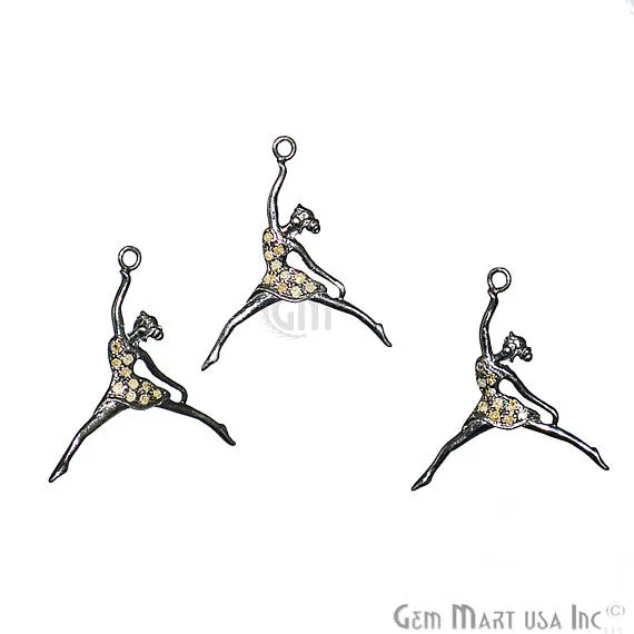 Necklaces GemmartUSA Pave Ballet Girl Diamond Charm Pendant Sterling Silver Necklace Charm Pendant Necklaces GemmartUSA Pave Ballet Girl Diamond Charm Pendant Sterling Silver Necklace Charm Pendant