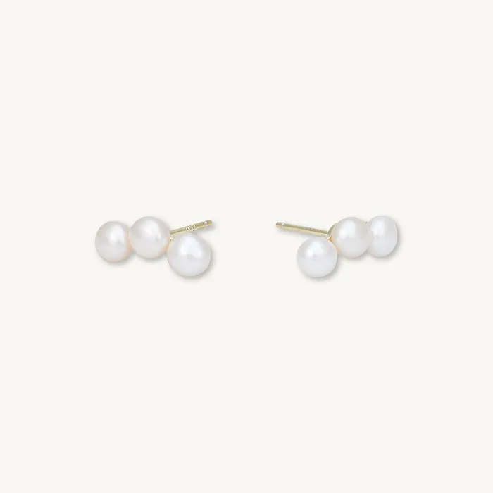 Trio Pearl Stud Earrings Camile Stone Earrings