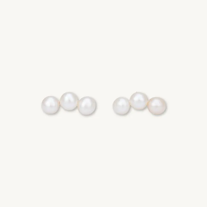 Trio Pearl Stud Earrings Camile Stone Earrings