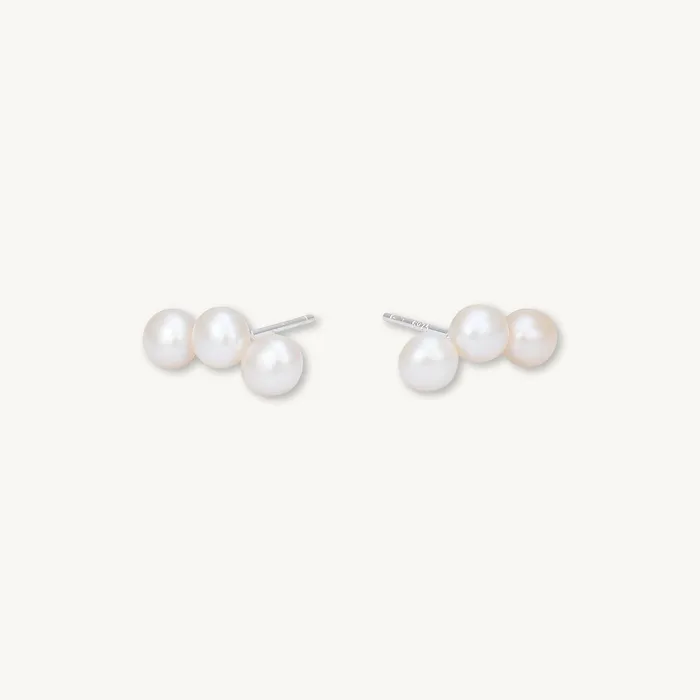 Trio Pearl Stud Earrings Camile Stone Earrings