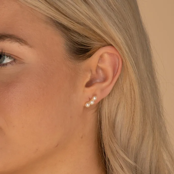 Trio Pearl Stud Earrings Camile Stone Earrings