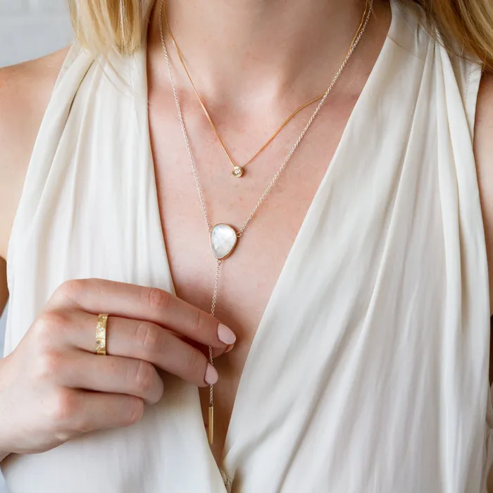 Corey Egan Necklaces Diamond Small Aurora Birthstone Necklace Yellow Gold