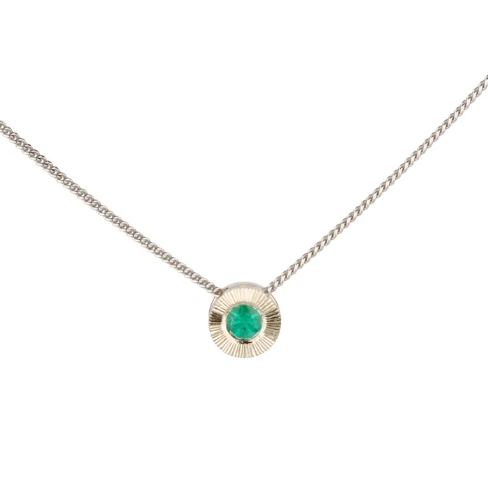 Corey Egan Small Aurora Emerald Necklace in White Gold Necklaces