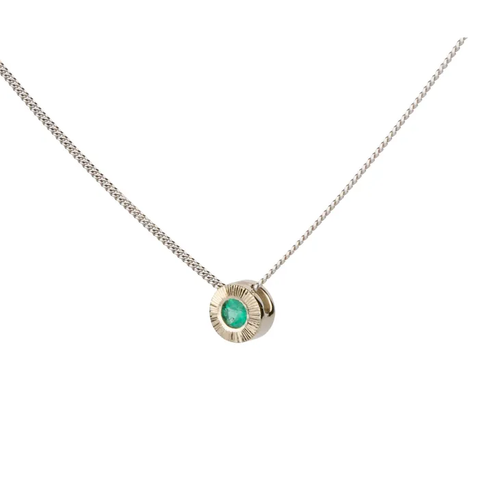 Corey Egan Small Aurora Emerald Necklace in White Gold Necklaces