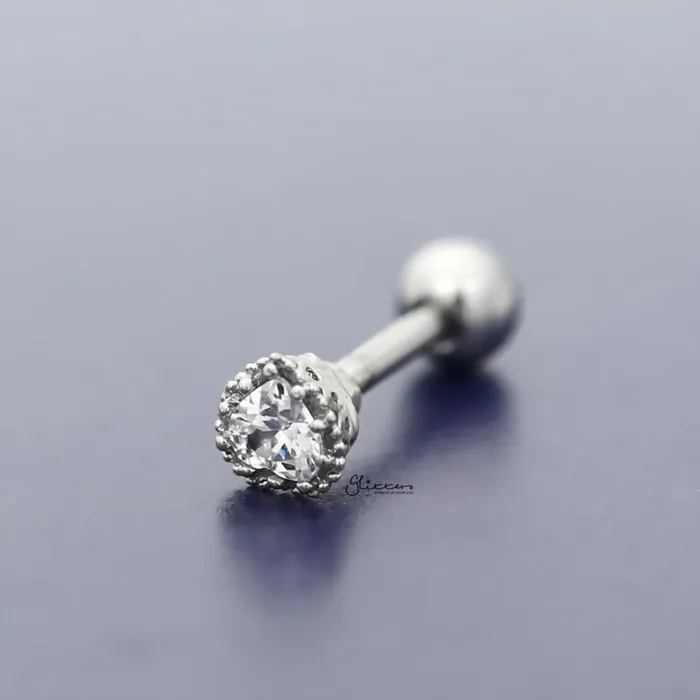 Earrings Glitters CZ Heart Shape Tragus Cartilage Earring Ball End Flat Back