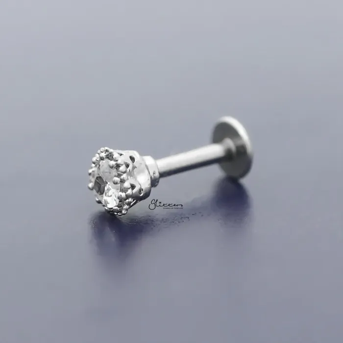 Earrings Glitters CZ Heart Shape Tragus Cartilage Earring Ball End Flat Back