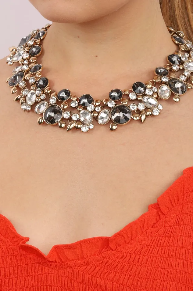 Eye Candy LA Necklaces Clementine Statement Necklace Charcoal