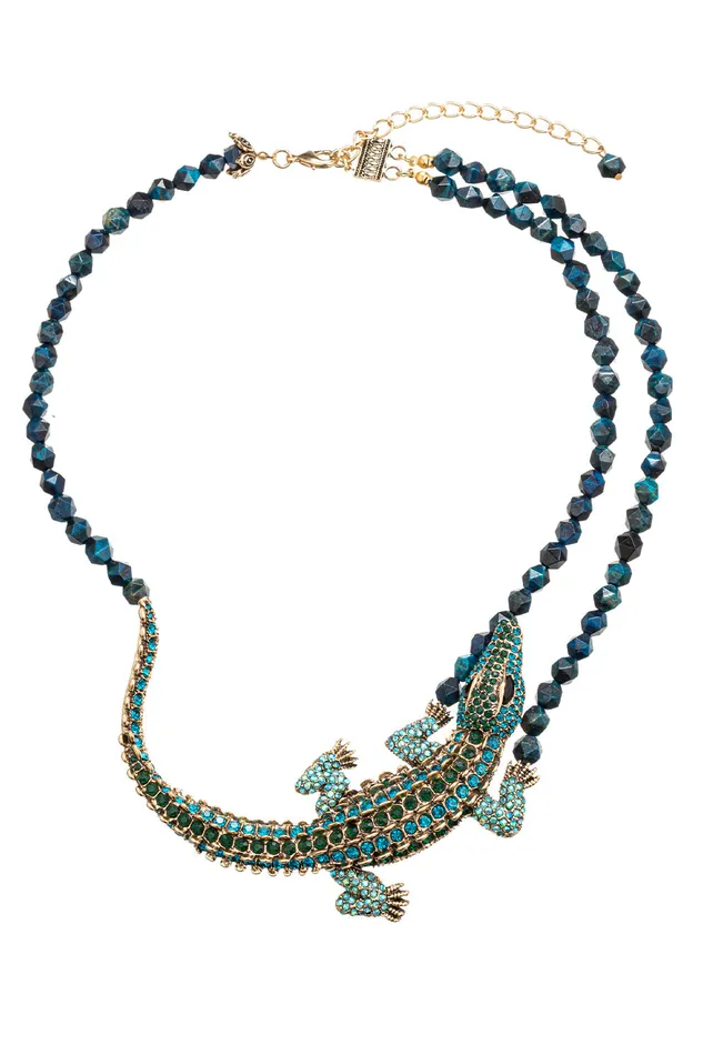 Eye Candy LA Necklaces Gator Lapis Beaded Necklace