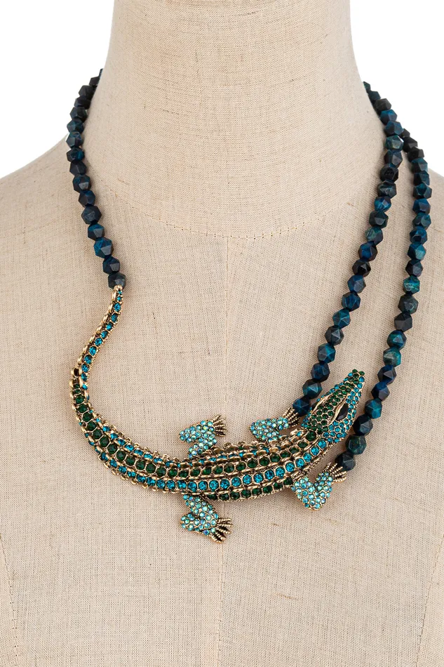 Eye Candy LA Necklaces Gator Lapis Beaded Necklace