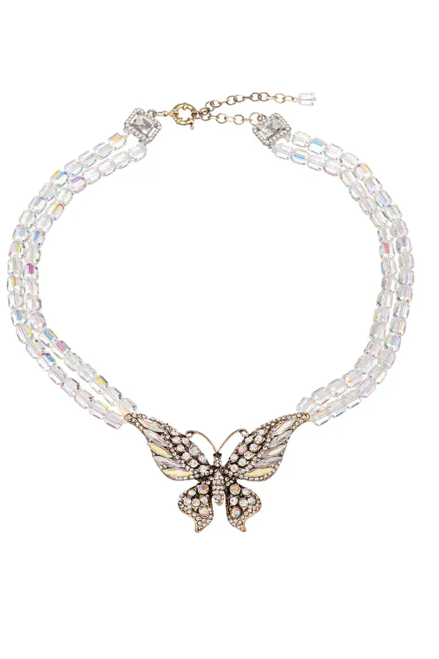 Eye Candy LA Necklaces Rose Butterfly AB Bead Necklace
