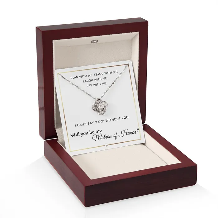 Matron of Honor Proposal Wedding Party Necklace Gift From Bride Will you be my Matron of Honor Elegant White and Gold Wedding Theme ShineOn Fulfillment Necklaces