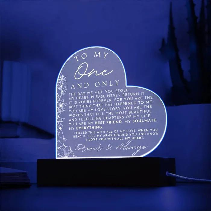 Meaningful Gift For Her My One And Only Heart Shaped Acrylic Plaque Perfect Christmas Gift Valentines Day Birthday or Anniversary Present ShineOn Fulfillment Necklaces