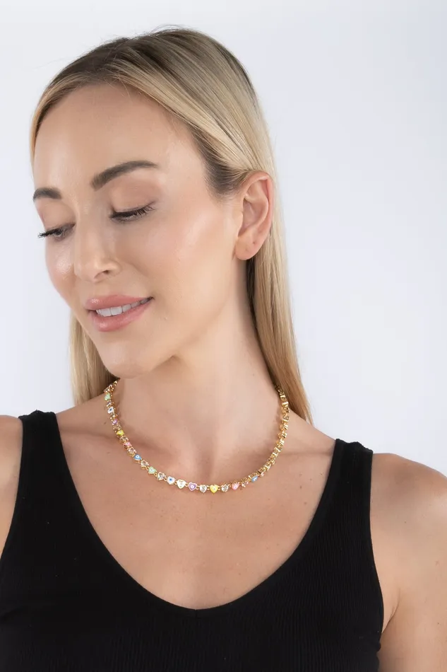 Necklaces Eye Candy LA Pastel Rainbow Dainty Necklace