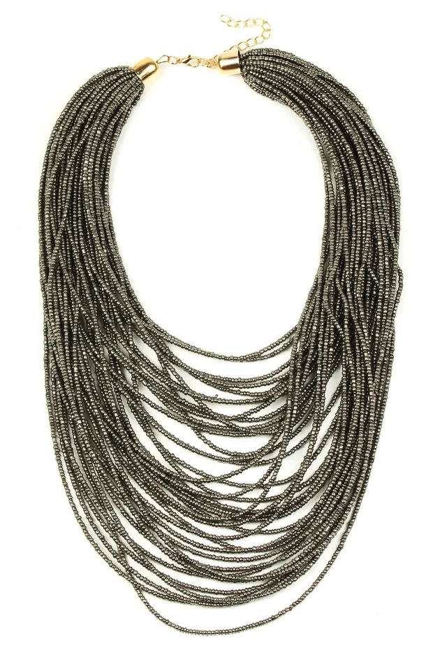 Necklaces Eye Candy LA Sparkly Pink Seed Bead Necklace