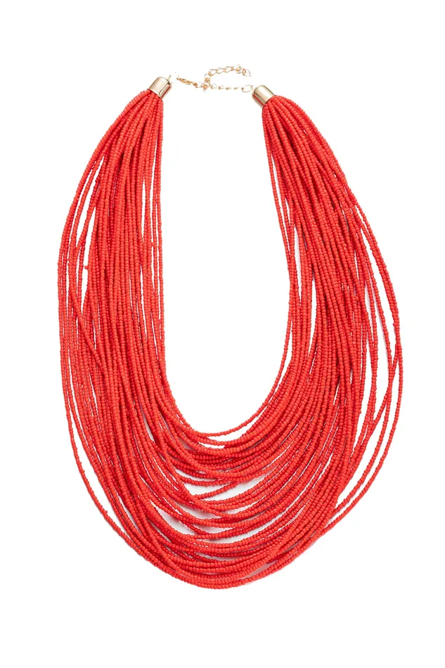 Necklaces Eye Candy LA Sparkly Pink Seed Bead Necklace