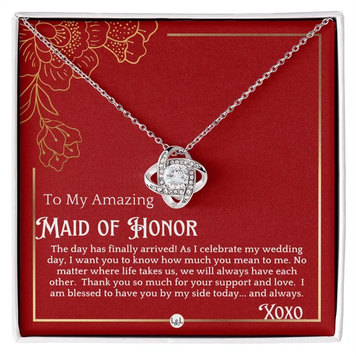 Necklaces ShineOn Fulfillment Maid of Honor Gift MOH On My Wedding Day Great Wedding Party Thank You Gift From The Bride Necklace Red and Gold Wedding Theme Necklaces ShineOn Fulfillment Maid of Honor Gift MOH On My Wedding Day Great Wedding Party Thank You Gift From The Bride Necklace Red and Gold Wedding Theme