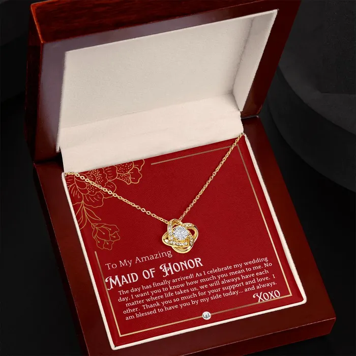 Necklaces ShineOn Fulfillment Maid of Honor Gift MOH On My Wedding Day Great Wedding Party Thank You Gift From The Bride Necklace Red and Gold Wedding Theme