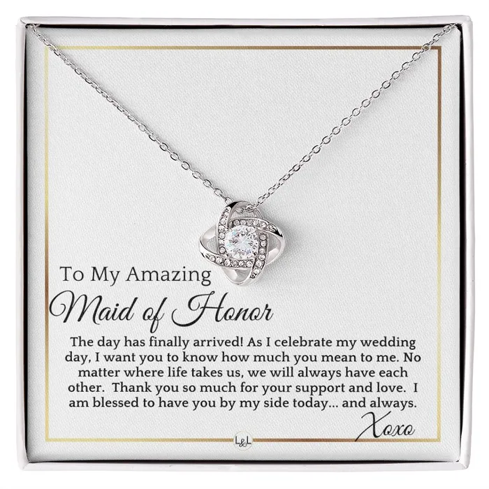 Necklaces ShineOn Fulfillment Maid of Honor Gift On My Wedding Day Wedding Party Thank You Gift Elegant White and Gold Wedding Theme Necklaces ShineOn Fulfillment Maid of Honor Gift On My Wedding Day Wedding Party Thank You Gift Elegant White and Gold Wedding Theme