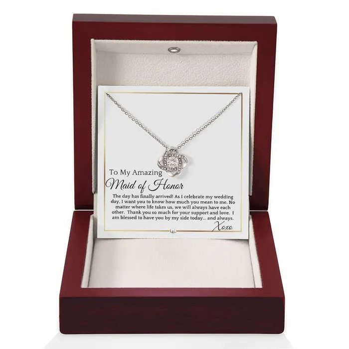 Necklaces ShineOn Fulfillment Maid of Honor Gift On My Wedding Day Wedding Party Thank You Gift Elegant White and Gold Wedding Theme