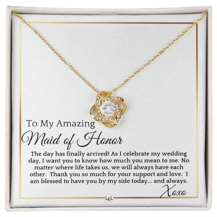 Necklaces ShineOn Fulfillment Maid of Honor Gift On My Wedding Day Wedding Party Thank You Gift Elegant White and Gold Wedding Theme