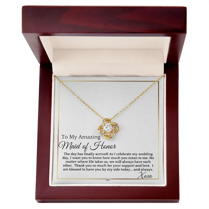 Necklaces ShineOn Fulfillment Maid of Honor Gift On My Wedding Day Wedding Party Thank You Gift Elegant White and Gold Wedding Theme