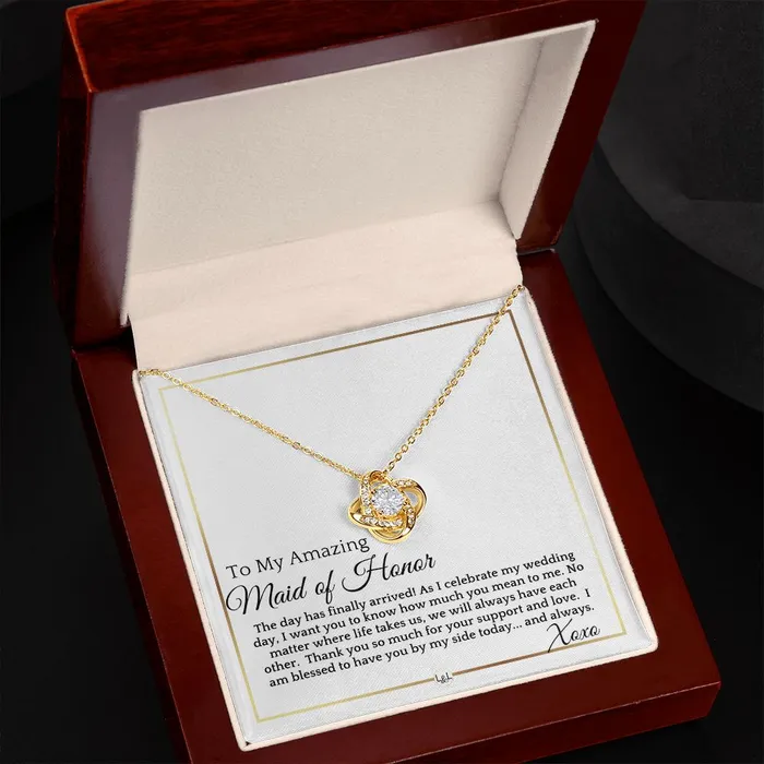 Necklaces ShineOn Fulfillment Maid of Honor Gift On My Wedding Day Wedding Party Thank You Gift Elegant White and Gold Wedding Theme