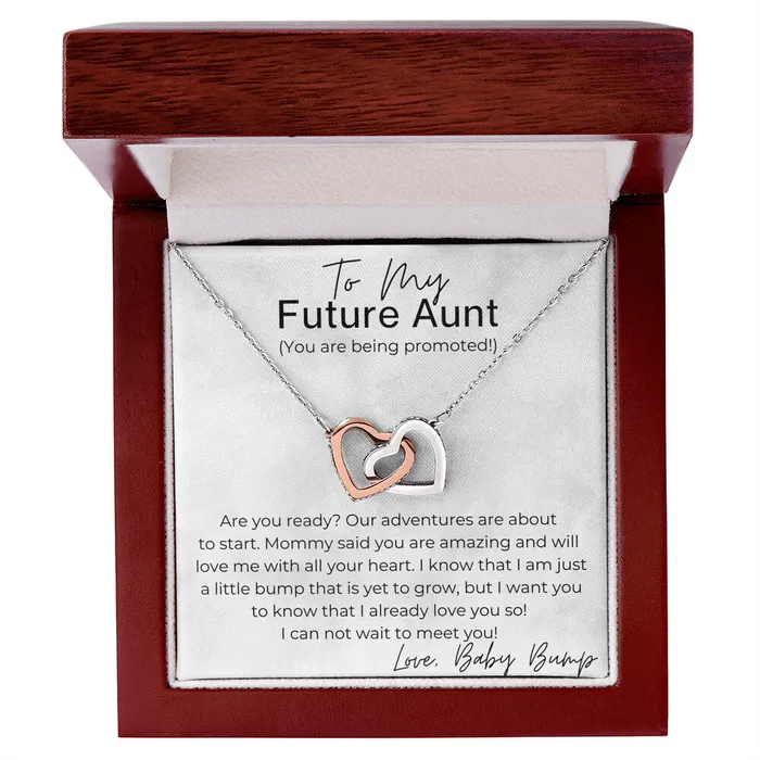 ShineOn Fulfillment Necklaces Promotion Time Gift for Future Aunt Pregnancy Announcement Interlocking Heart Pendant Necklace For Aunt