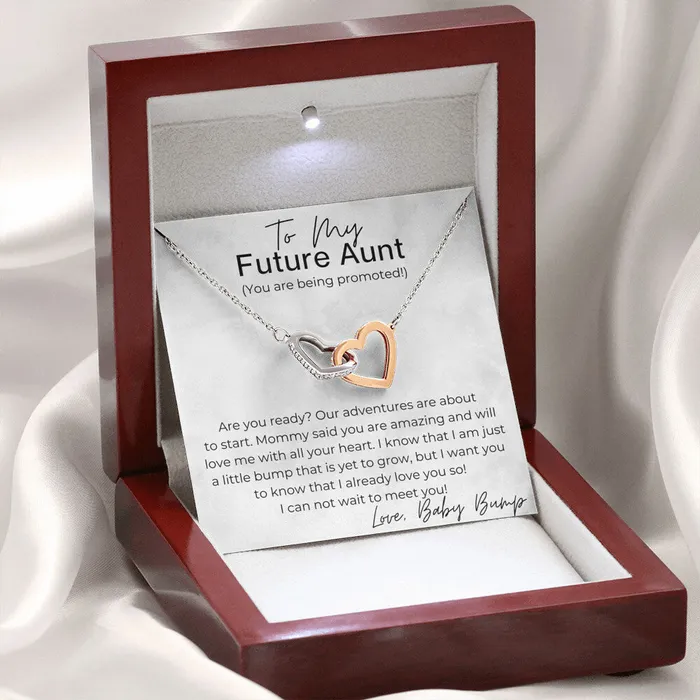 ShineOn Fulfillment Necklaces Promotion Time Gift for Future Aunt Pregnancy Announcement Interlocking Heart Pendant Necklace For Aunt