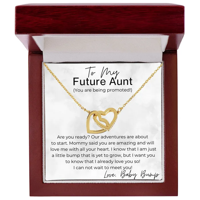 ShineOn Fulfillment Necklaces Promotion Time Gift for Future Aunt Pregnancy Announcement Interlocking Heart Pendant Necklace For Aunt